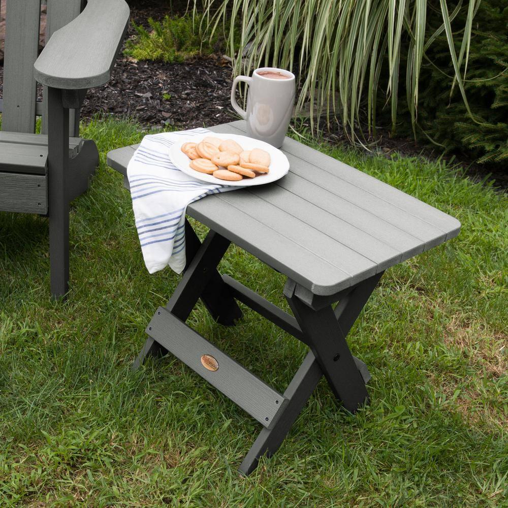 Folding Adirondack Side Table Coastal Teak Gray- Highwood: Weather-Resistant, 304-Grade Stainless Hardware, No Assembly Required