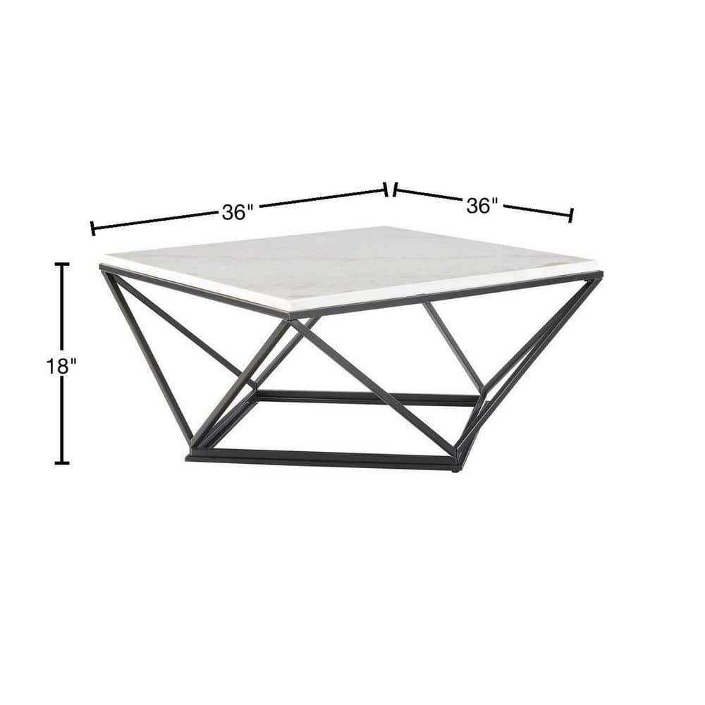 Picket House Furnishings Conner Square Marble Top Coffee Table in White/Black
