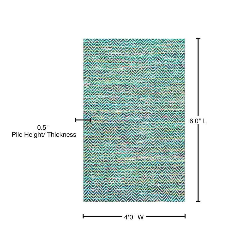 nuLOOM 4'x6' Hand Woven Chevron Rochell Area Rug Green: Contemporary Low Pile Indoor Rectangle Rug