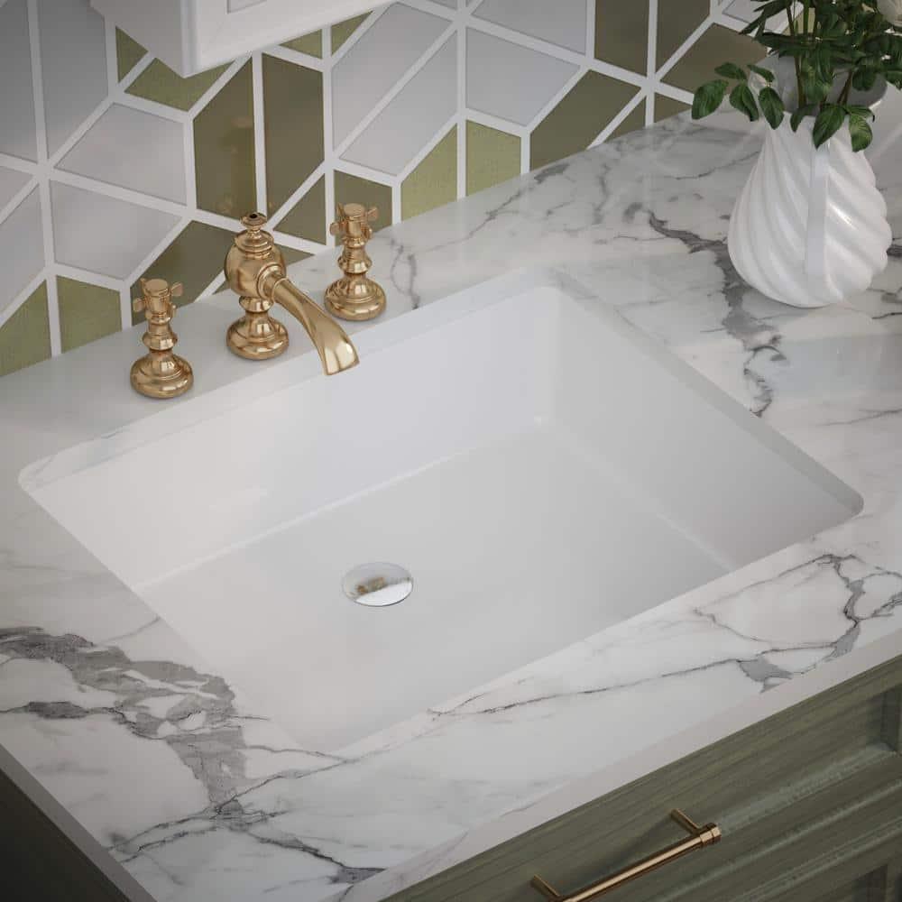 DeerValley Ursa 20" X 15.6" Rectangular Vitreous China Undermount Bathroom Sink with Overflow