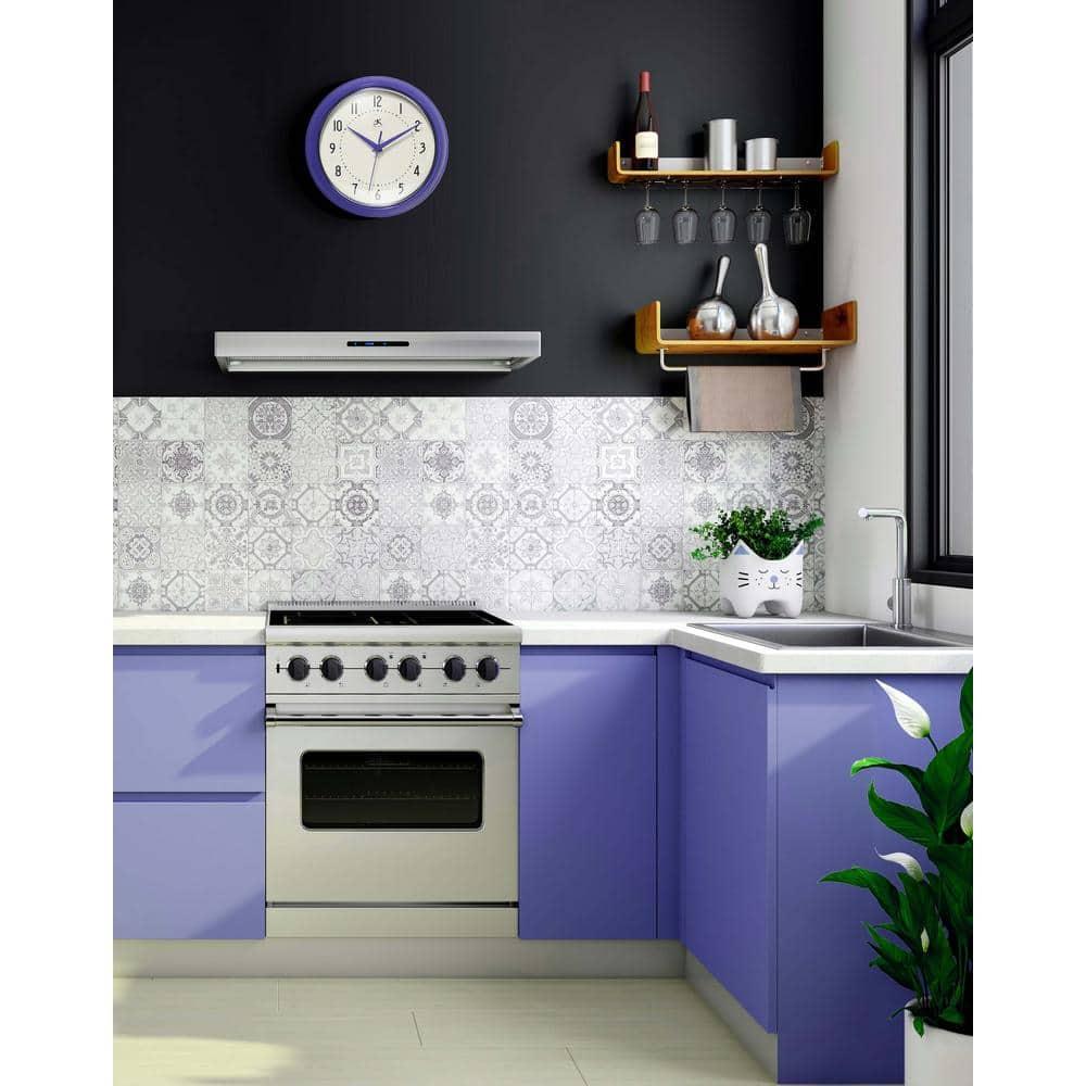 9.5" Retro Round Wall Clock Purple - Infinity Instruments: Indoor Decorative Timepiece for Kitchen
