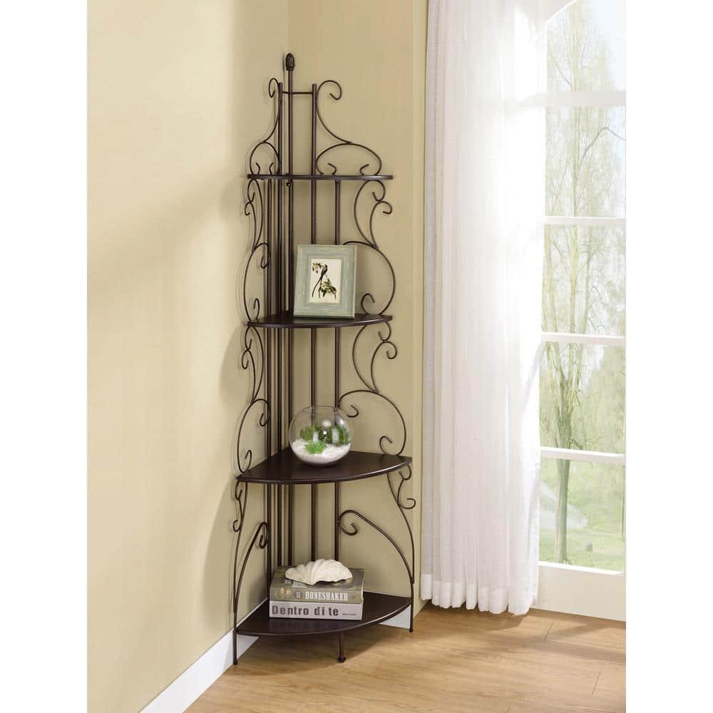 Coaster 4 Shelves Traditional Metal Corner Bookcase in Copper