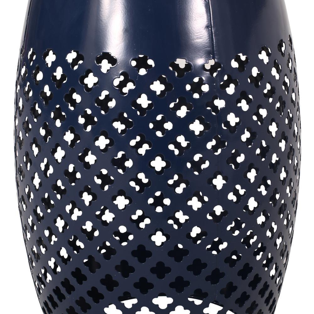 GDF Studio Kalyse Outdoor Lace Cut Side Table with Tile Top, Dark Blue and Multicolored
