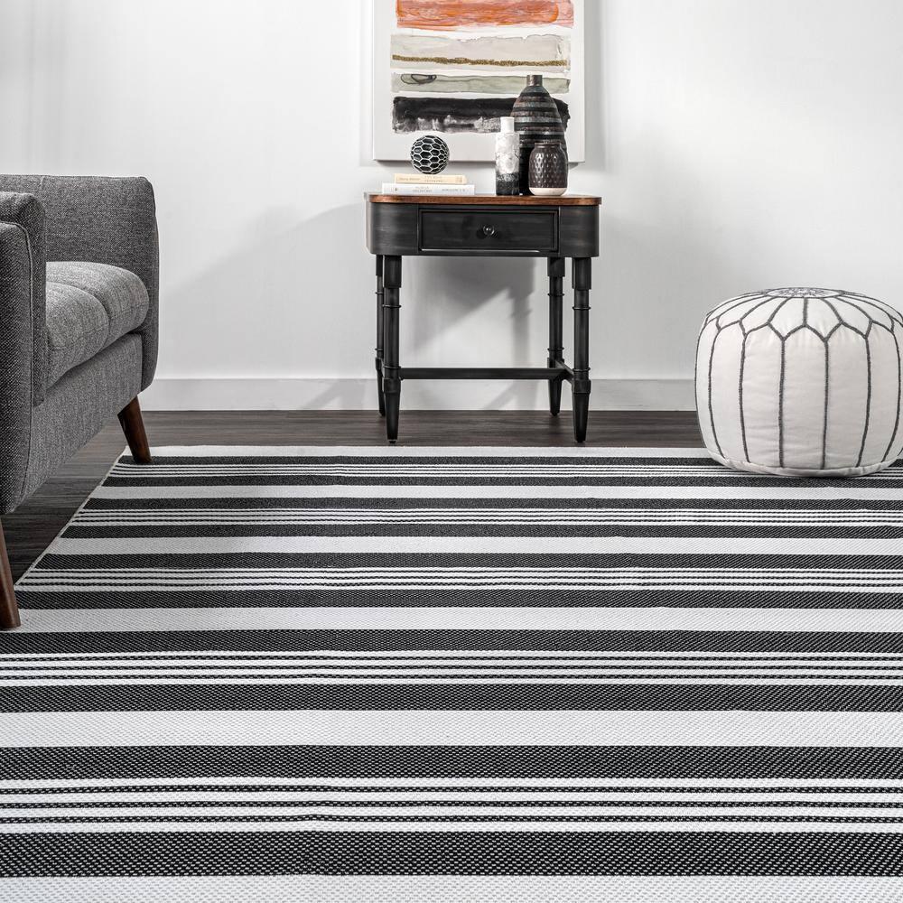 Nuloom Lena Pet Friendly Machine Washable Striped Area Rug, 3' x 5', Charcoal