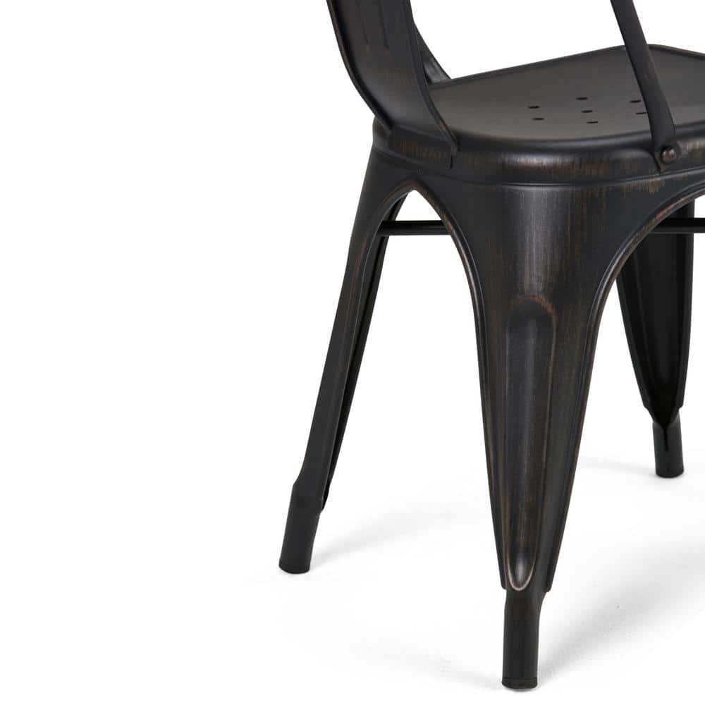 Simpli Home Fletcher Industrial Iron Dining Chair with Stackable Design and Protective Rubber Caps (Set of 2) (Set of 2)
