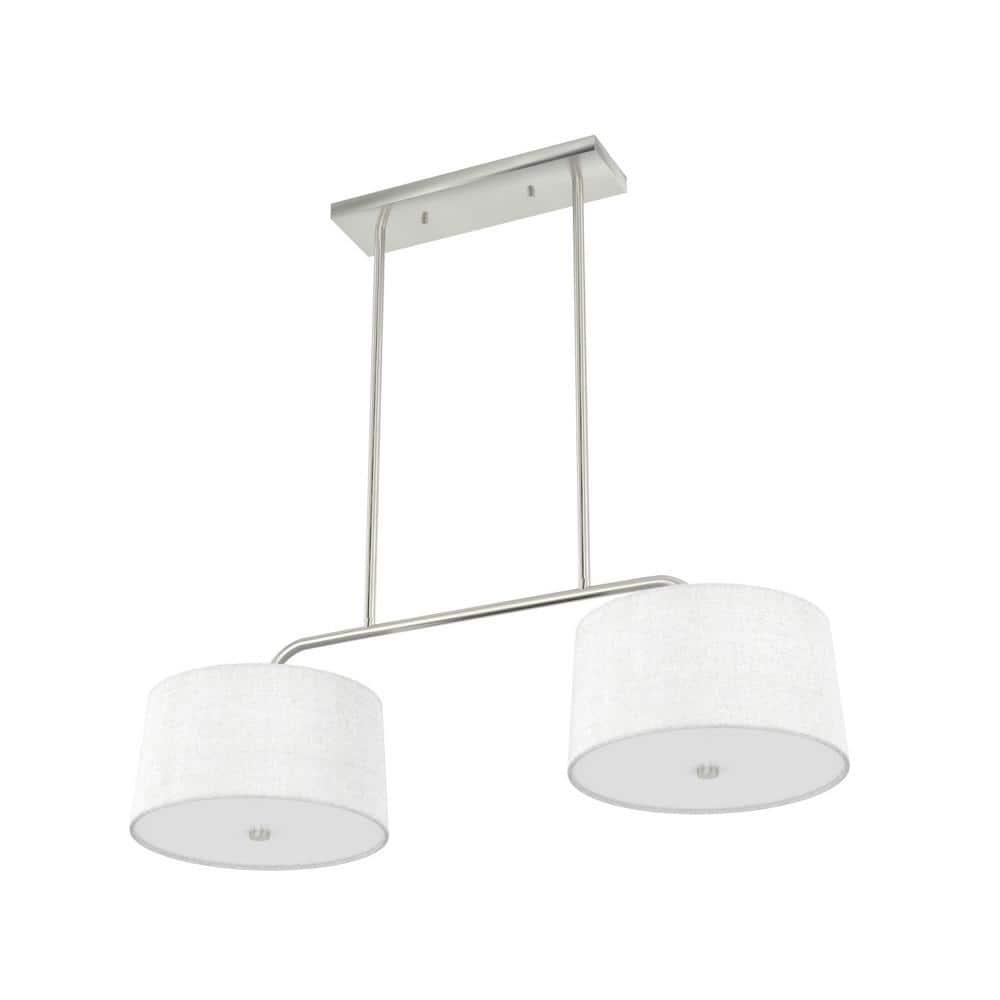 Hunter - Cottage Hill 4-light Brushed Nickel, Large Chandelier, Dimmable, Modern Style, Linear Shaped, for Bedrooms, Kitchens, Dining, Living Rooms - 19892