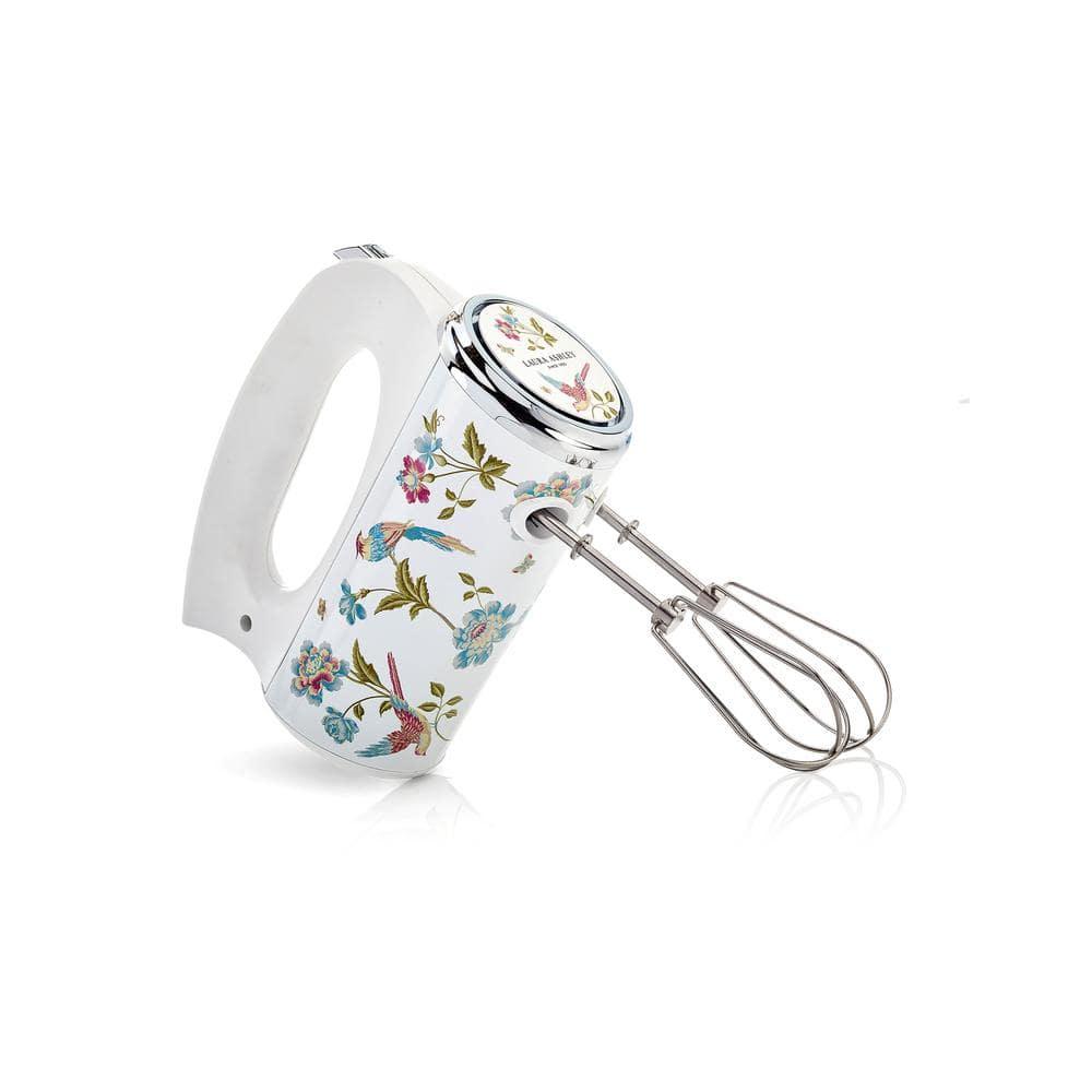 Laura Ashley Hand Mixer White: 300W, 5 Speeds, Stainless Steel, 1-Year Warranty