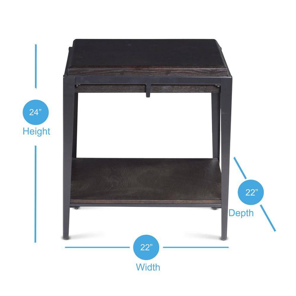 Waco End Table Espresso - Steve Silver Co.: Ash Veneer, Iron Frame, Glass Insert, Shelf
