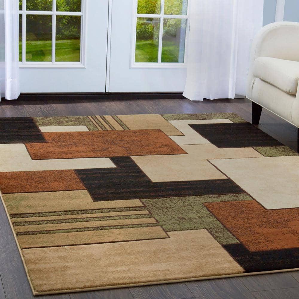 Home Dynamix Mason Contemporary Geometric Area Rug, Brown/Green, 5'2"x7'2"