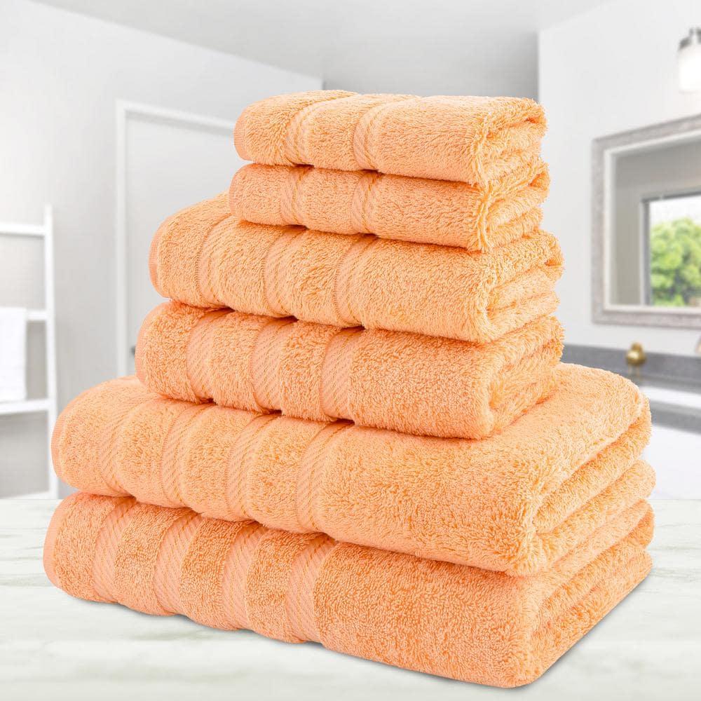 American Soft Linen 6 Piece Towel Set, 100% Cotton Bath Towels for Bathroom, Malibu Peach