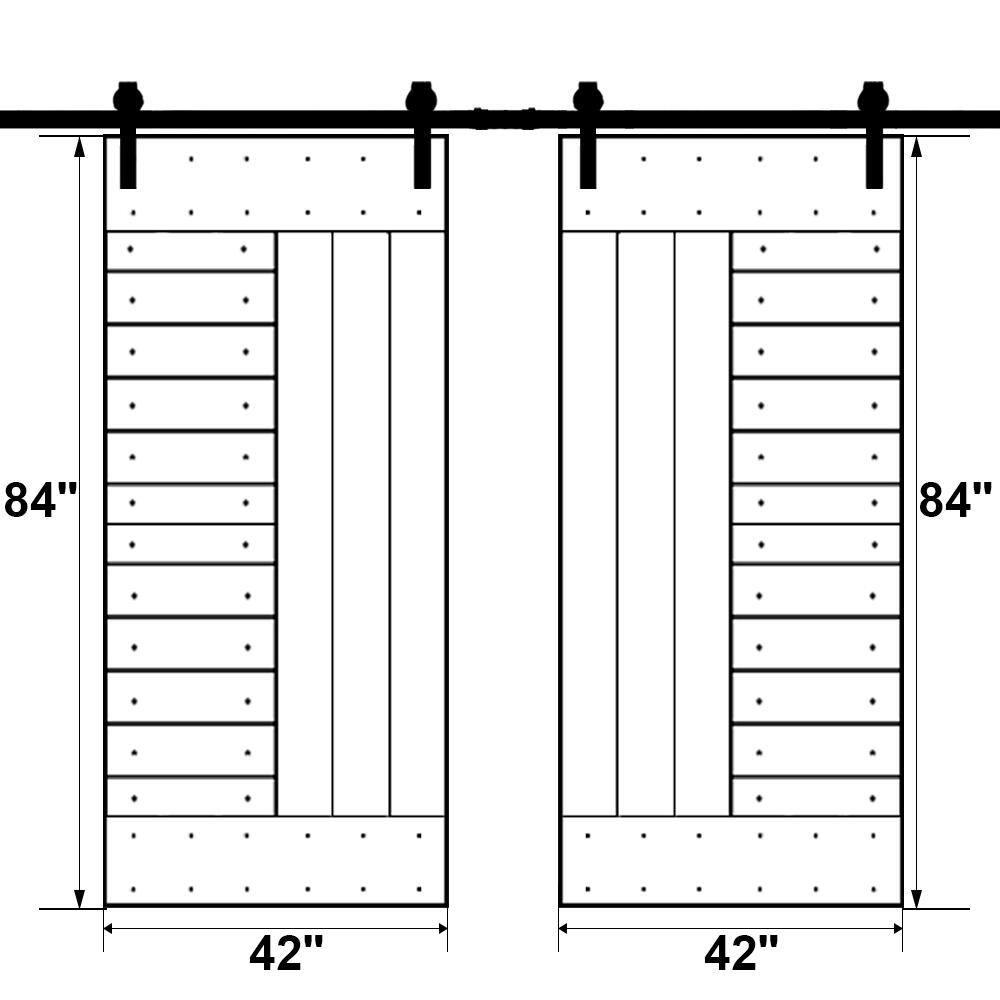 Calhome 84'' Solid Wood Paneled Painted with Installation Hardware Kit Barn Door