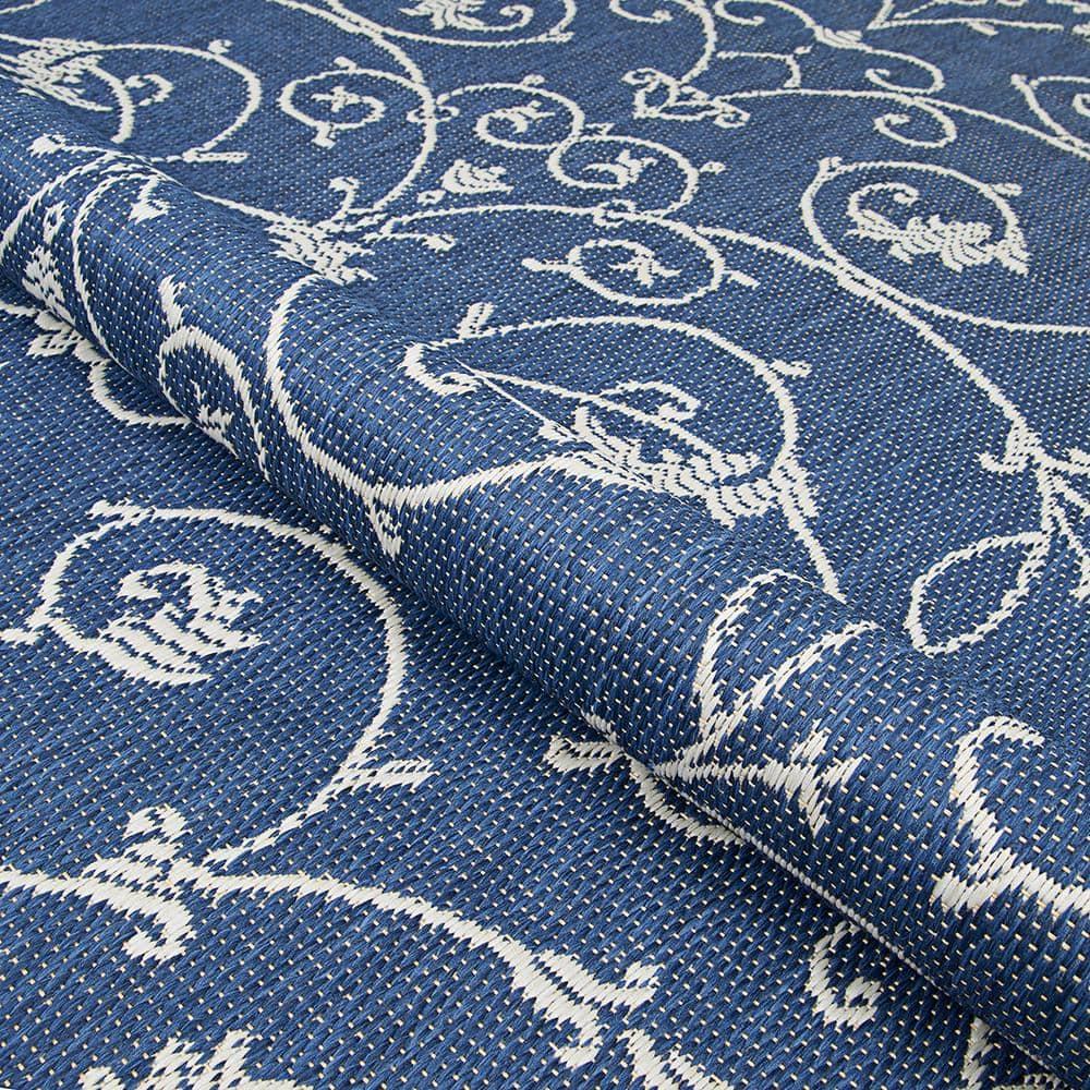 Couristan Recife Veranda Indoor / Outdoor Area Rug, Ivory- Indigo Blue, 3'9" x 5'5"