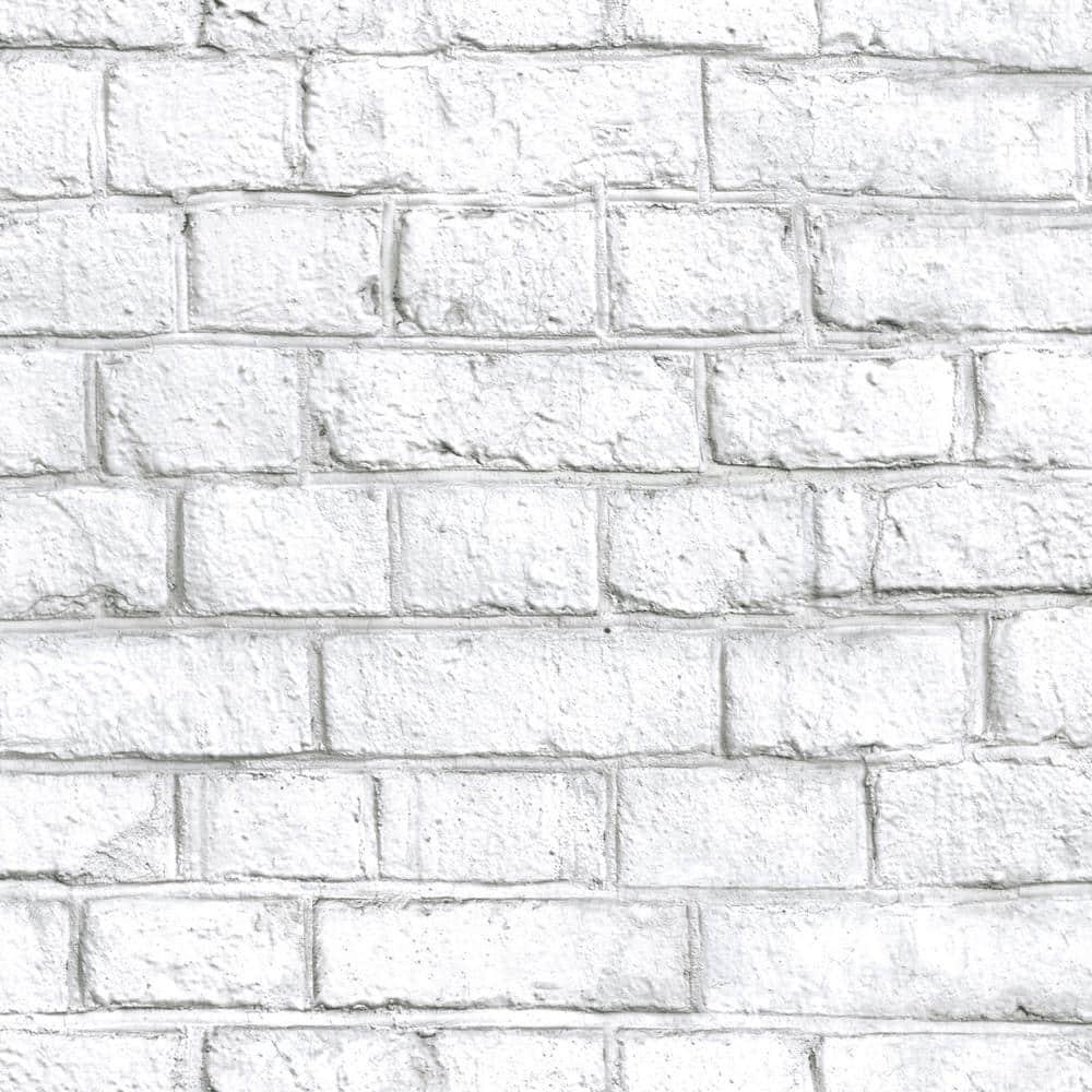 RoomMates White Brick White Peel and Stick Wallpaper: Vinyl Self-Adhesive, Industrial Style, Classic Brick Pattern