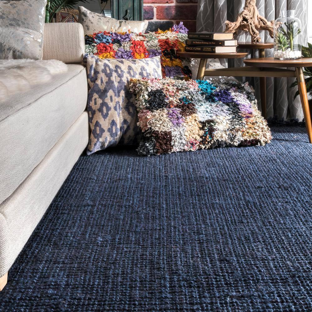 nuLOOM Daniela Chunky Jute Navy 5' x 7' 6" Farmhouse Area Rug