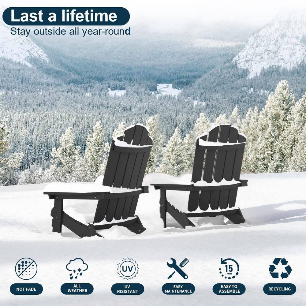 Highland Dunes Outdoor Plastic Folding Adirondack Chair For All Weather (Set Of 4) (Set of 4)