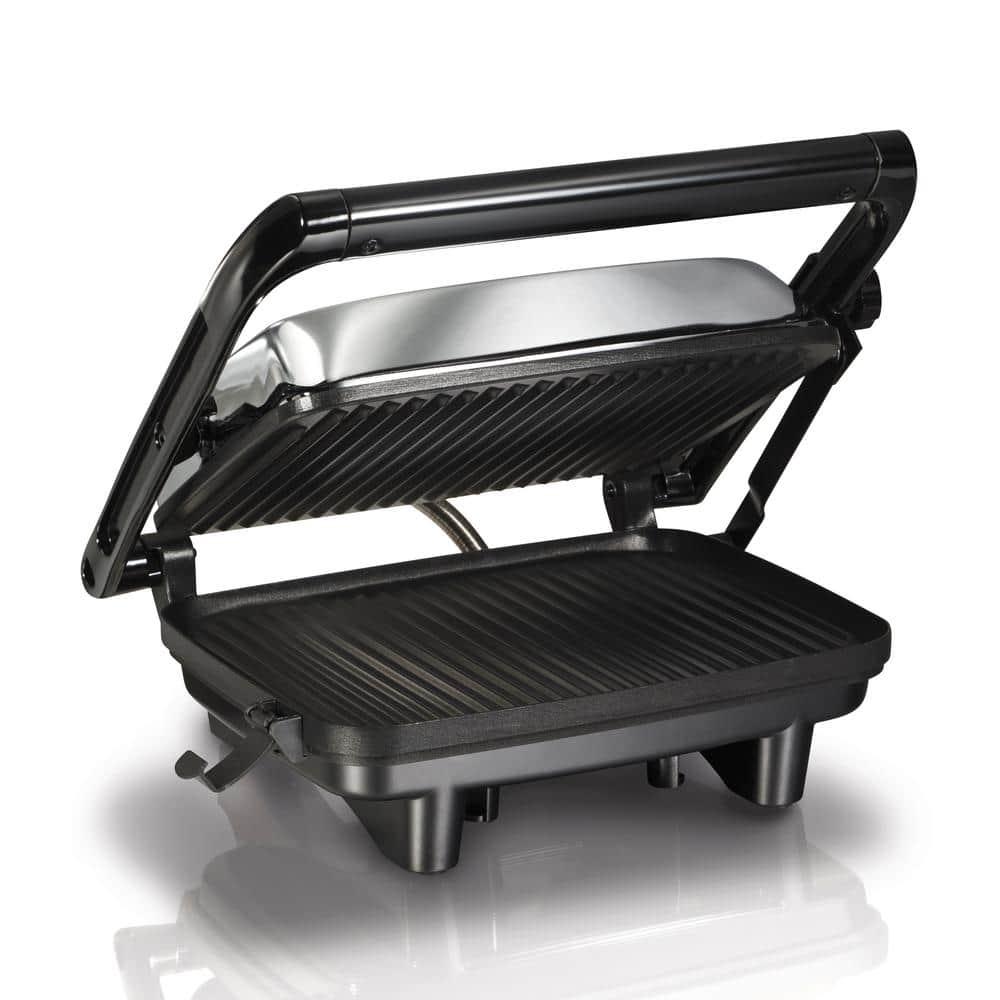 Hamilton Beach Panini Press & Gourmet Sandwich Maker, 10" x 8" Nonstick Grill Plates, 25460G