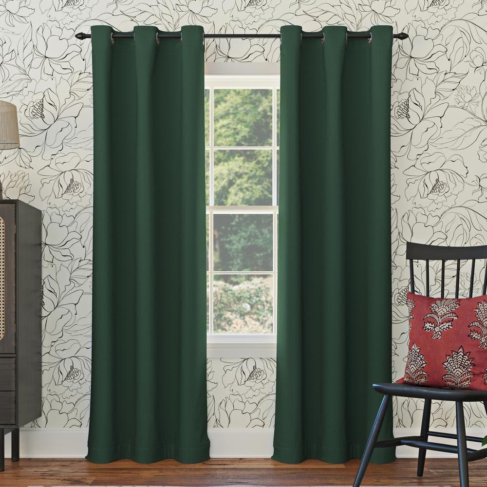 40"x95" Sun Zero Blackout Kenneth Energy Saving Grommet Curtain Panel Evergreen: Modern, Thermal Insulated, Noise Reduction
