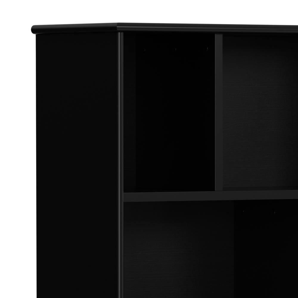 Simpli Home Draper SOLID HARDWOOD 64 inch x 35 inch Mid Century Modern Wide Bookcase and Storage Unit in Black