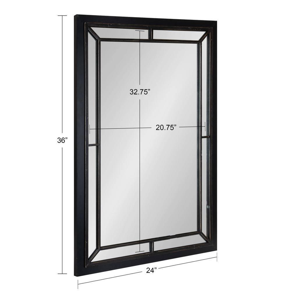 24" x 36" Audubon Rectangle Wall Mirror Black - Kate & Laurel: Modern Farmhouse Style, Iron Detail