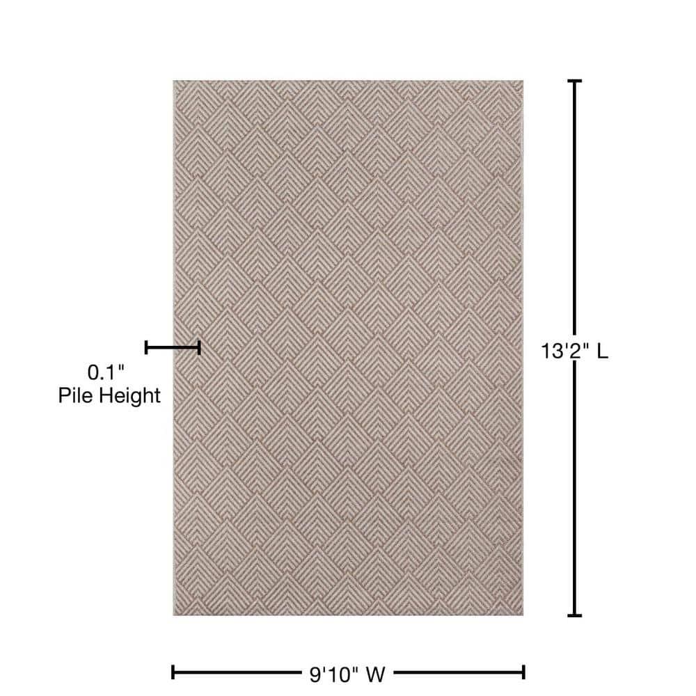 Beige Geometric Flat-Woven Synthetic 9'x13' Area Rug