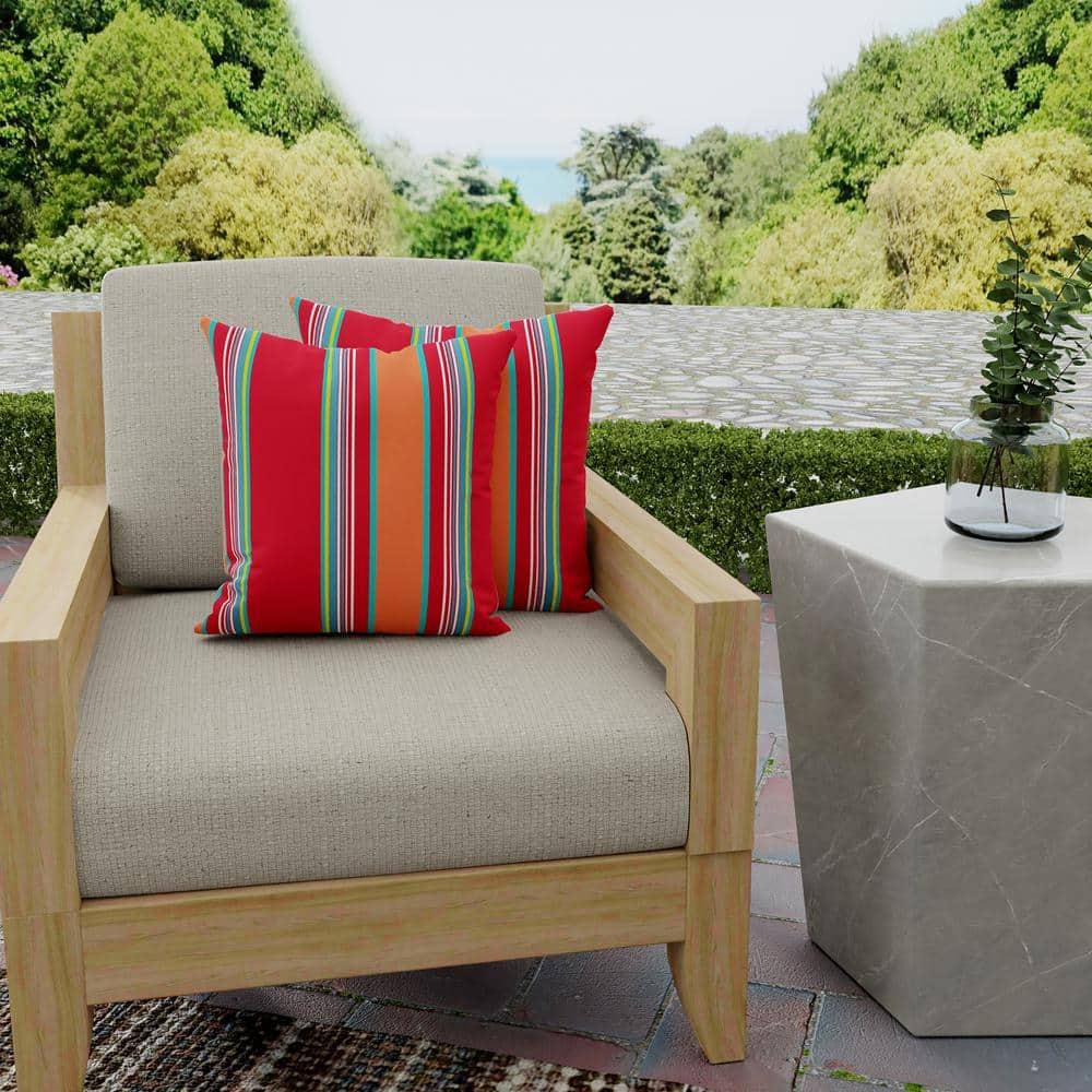 Jordan Manufacturing 18" x 18" Mulberry Red Stripe Square Outdoor Throw Pillow (2 Pack)