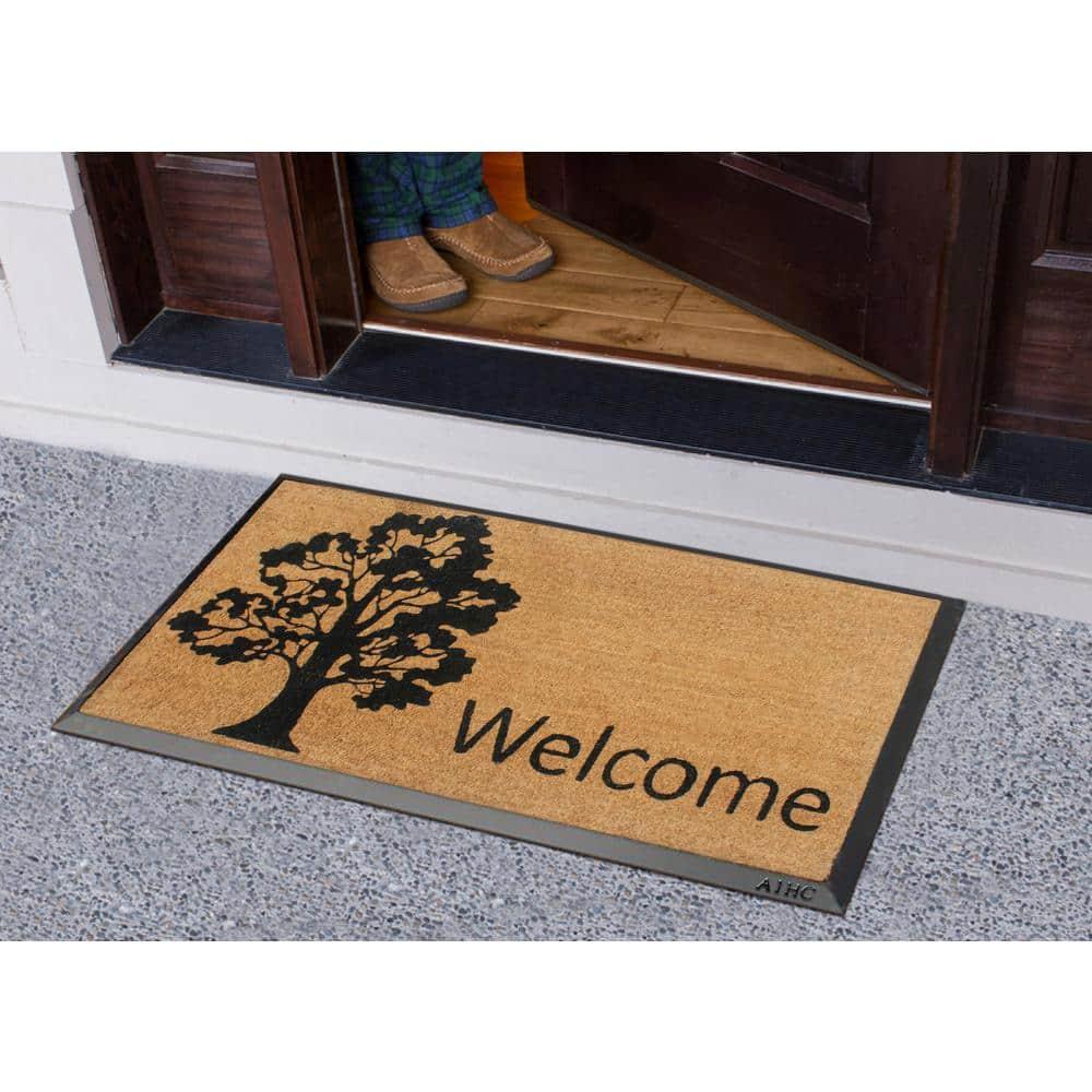 A1 Home Collections Entrance Door Mats, 24” x 48”, Durable Large Doormat, Non-Slip Welcome Doormat, Rubber Backed Thin-Profile Heavy Duty Door Mat, Doormat for Front Door, High Traffic Areas