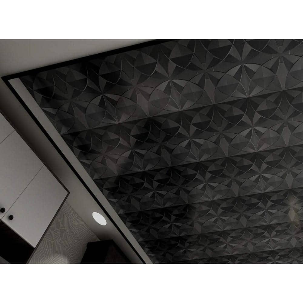 Black Floral PVC Decorative Ceiling Tile 24.61" x 24.61"
