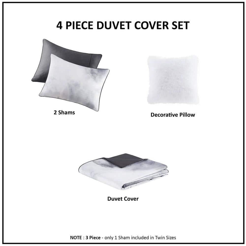 Intelligent Design Cassiopeia Watercolor Tie Dye Printed Duvet Cover Set with Throw Pillow