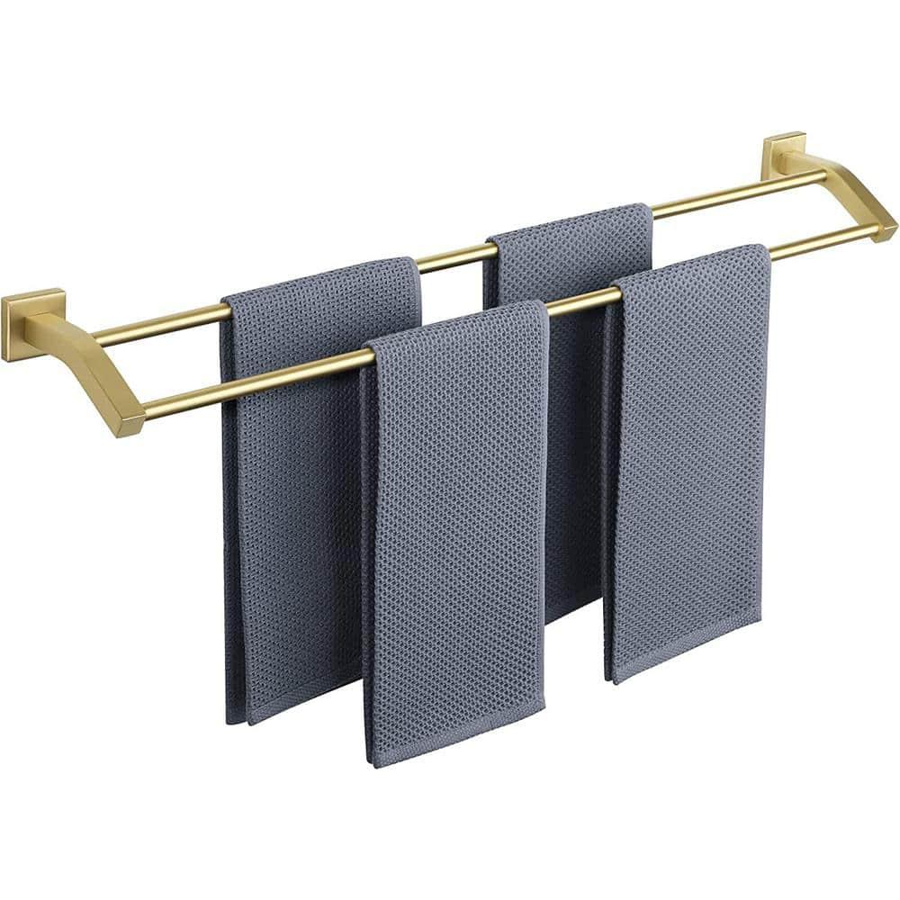 Alise Bath Double Towel Bars Towel Racks for Bathroom,Wall Mount Towel Holder Heavy Duty SUS304 Stainless Steel Towel Hanger Rail,GK9800-G Gold Finish 32-Inch