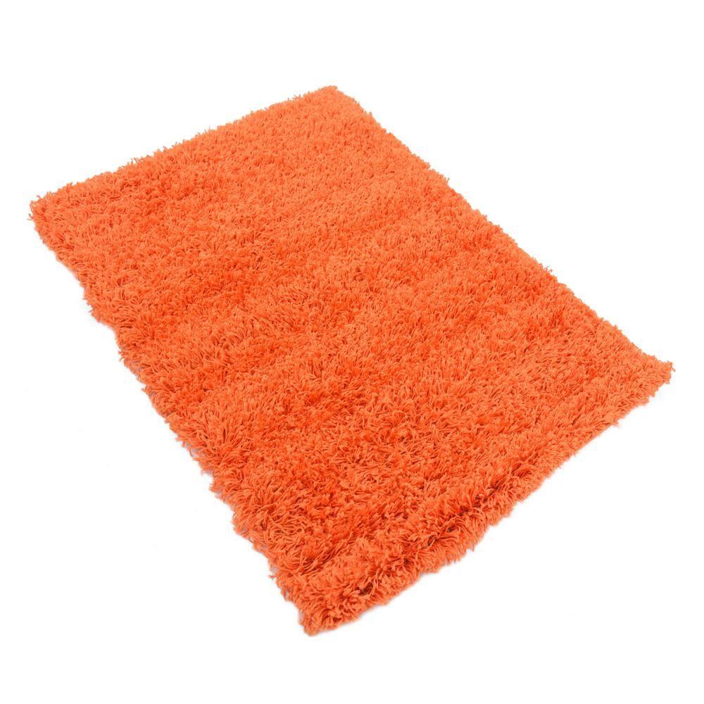 Unique Loom 2' 2 x 3' 1 Solid Shag Tiger Orange Area Rug