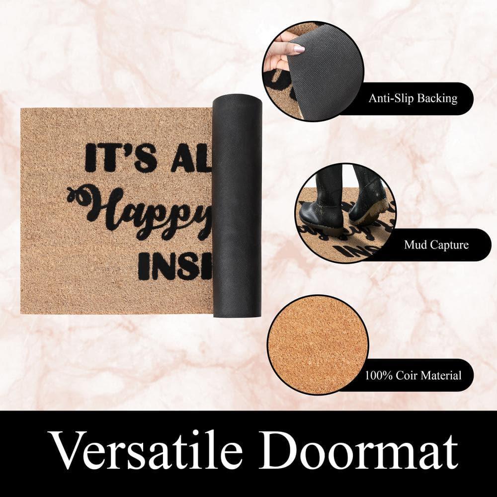 A1HC Natural Coir Flocked Doormat with Heavy Duty Non-Slip PVC Backing Easy to Clean, Fade Resistant, Pet Friendly Outdoor Welcome Mat, Low-Profile Durable Doormat 24"X36"