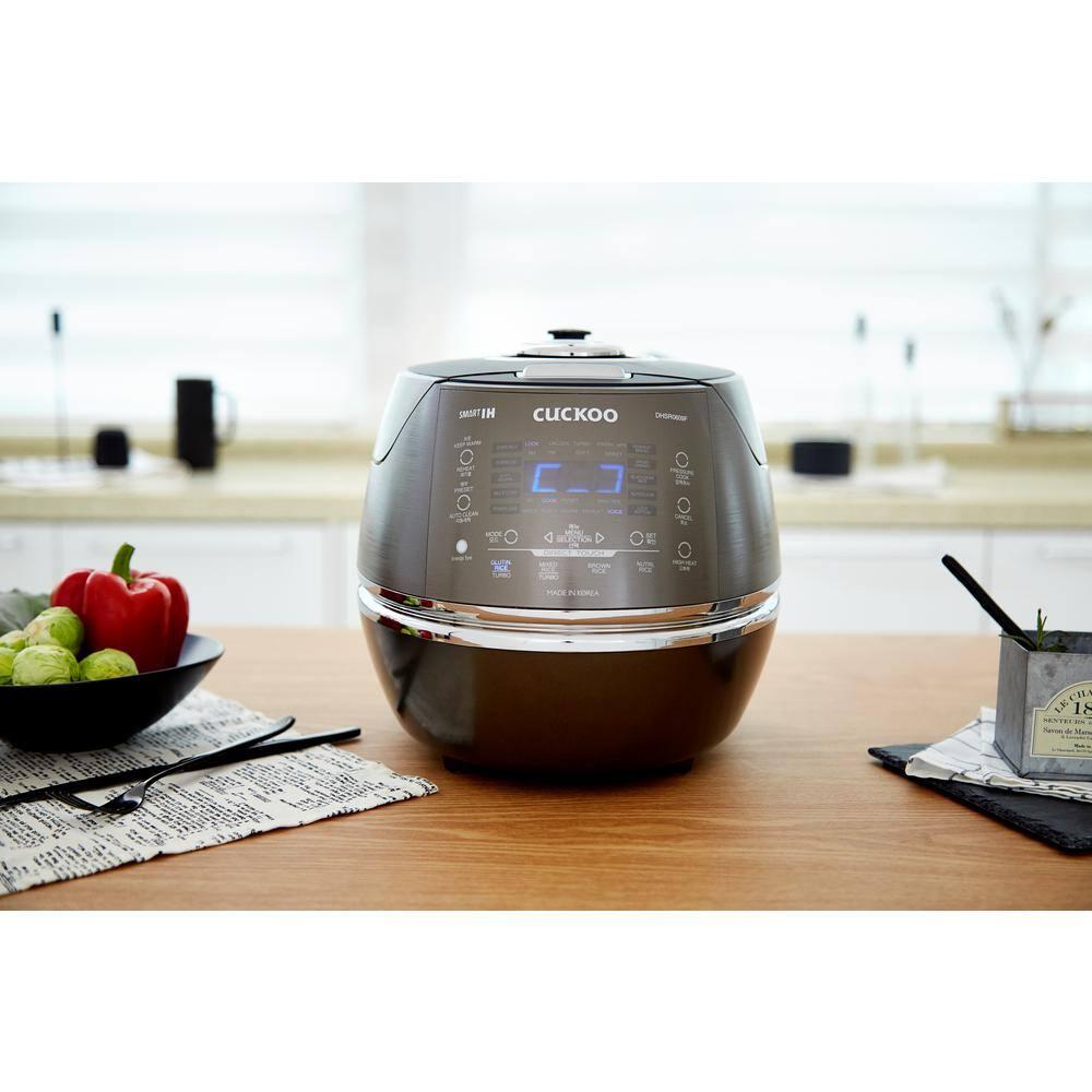 CUCKOO 6-Cup Induction Heating Pressure Rice Cooker with Nonstick Inner Pot, 21 Menu Modes, Fuzzy Logic Tech, 3 Voice Guide, Auto Clean (Dark Grey) CRP-DHSR0609FD
