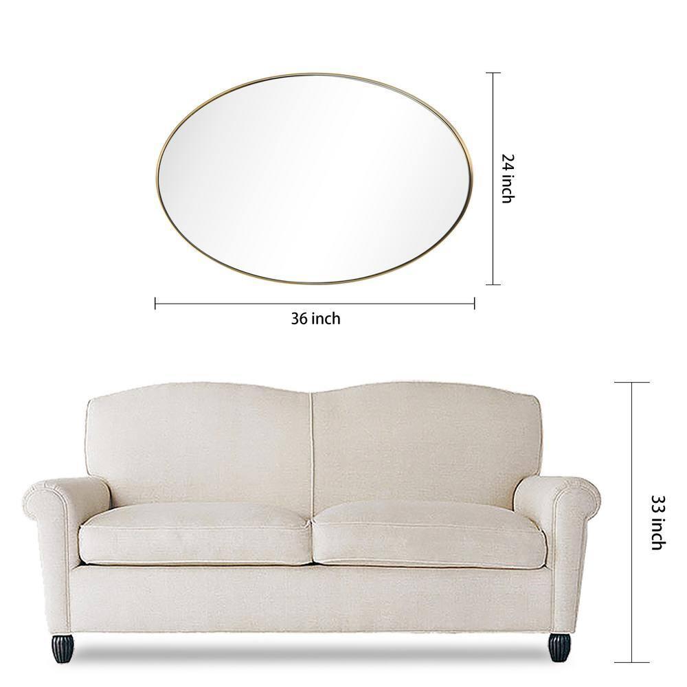 Empire Art Direct Ultra Brushed Gold Stainless Steel Frame Oval Wall Mirror, 24" x 36" x 2", Ready to Hang
