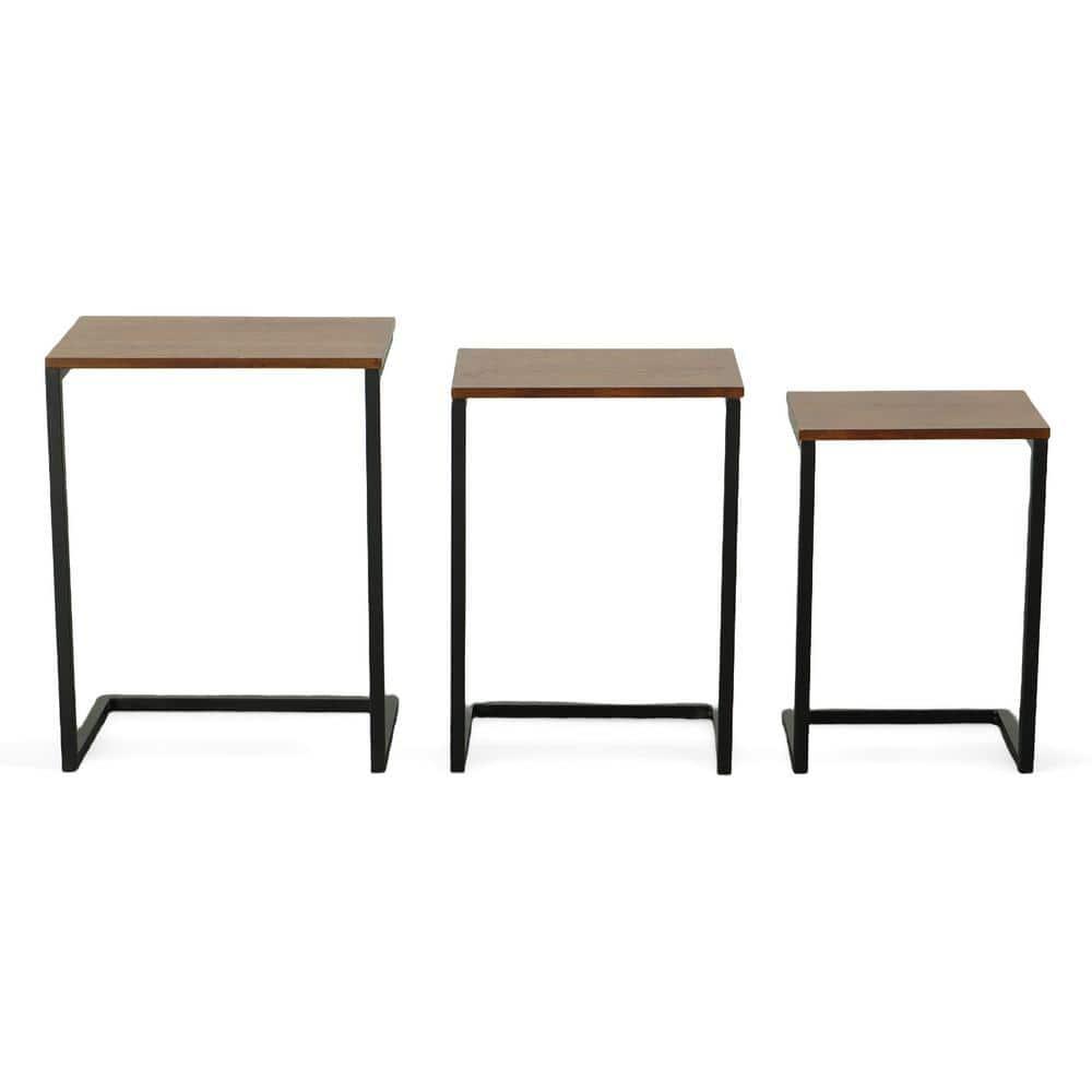 Carolina Living Set of 3 Caroline Nesting Tables Chestnut: Veneer Surface, Metal Frame, No Assembly Required