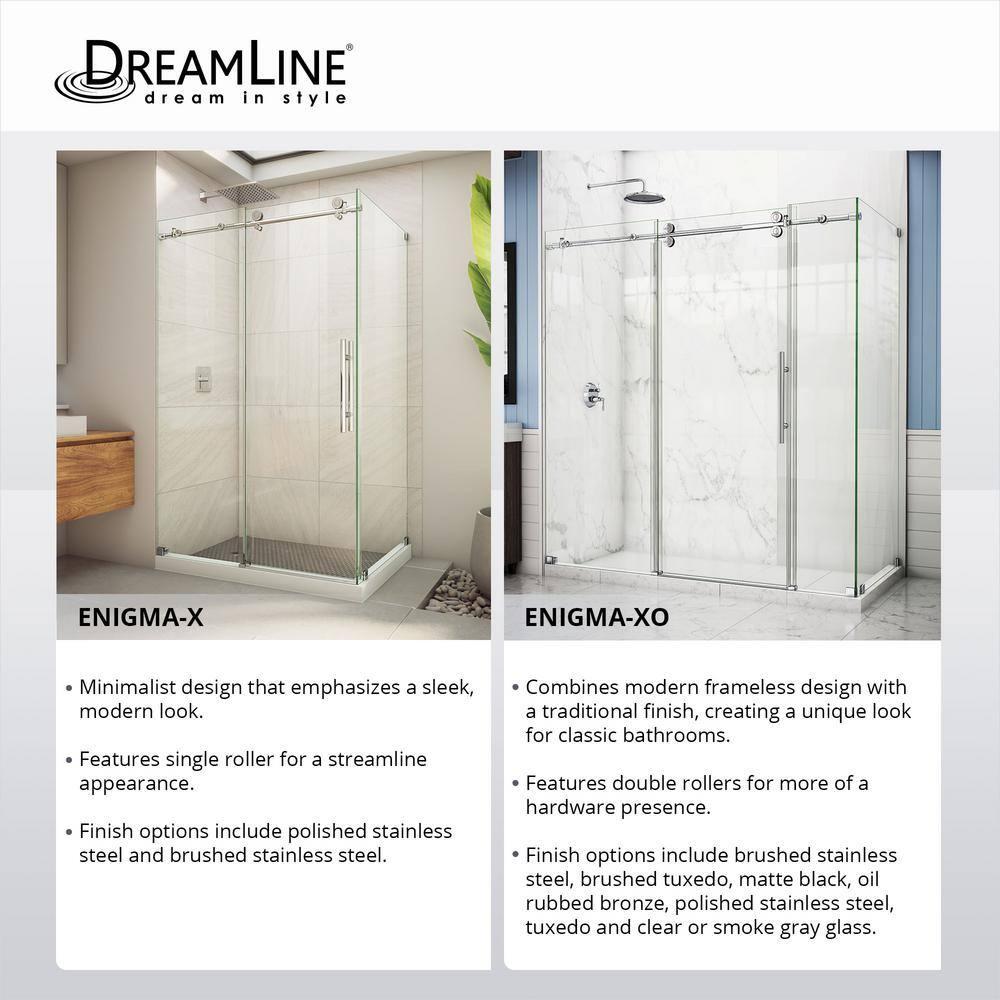 DreamLine Enigma-XO 34 1/2 in. D x 50-54 in. W x 76 in. H Frameless Shower Enclosure