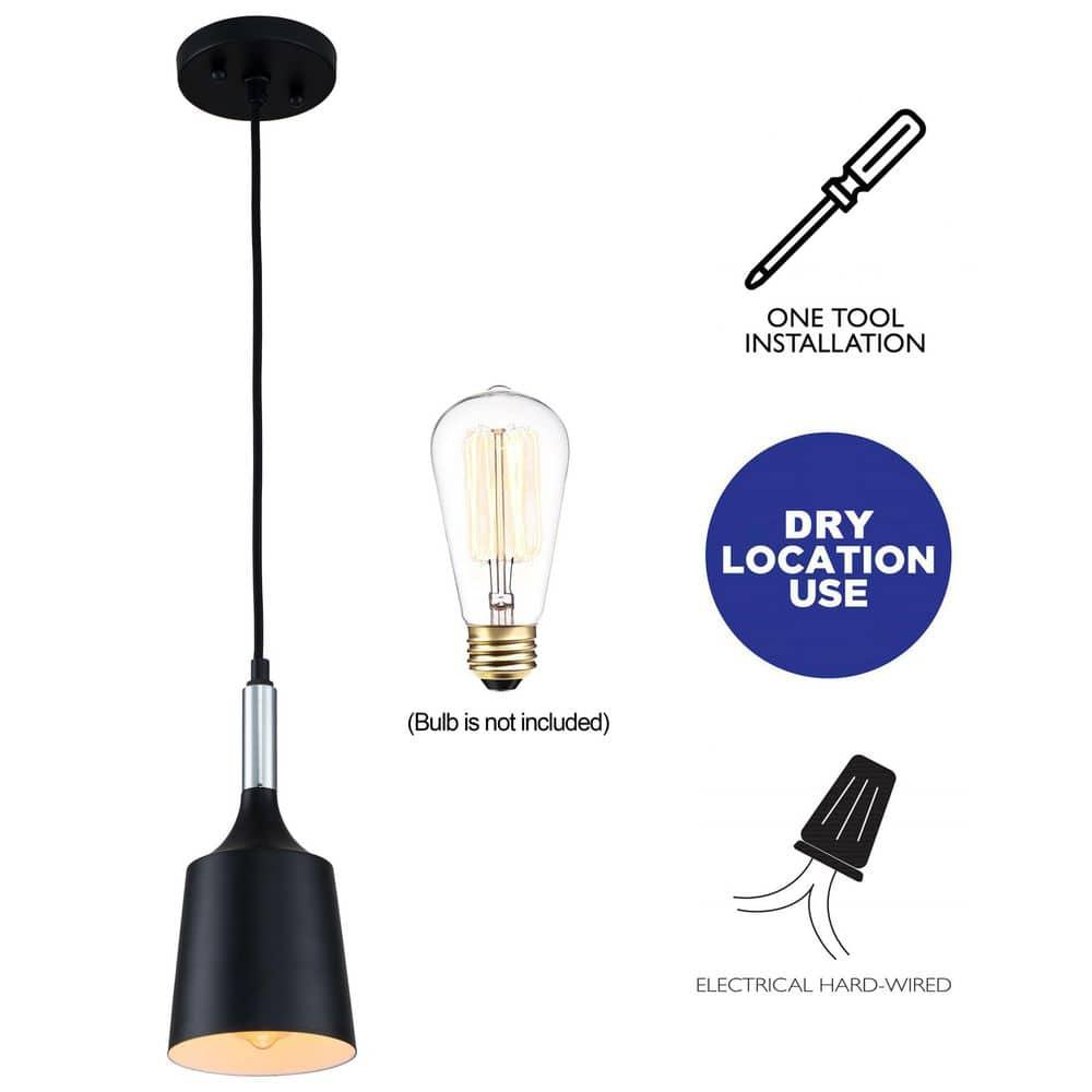 C Cattleya  1-Light Black and White Pendant Light with Chrome Accents