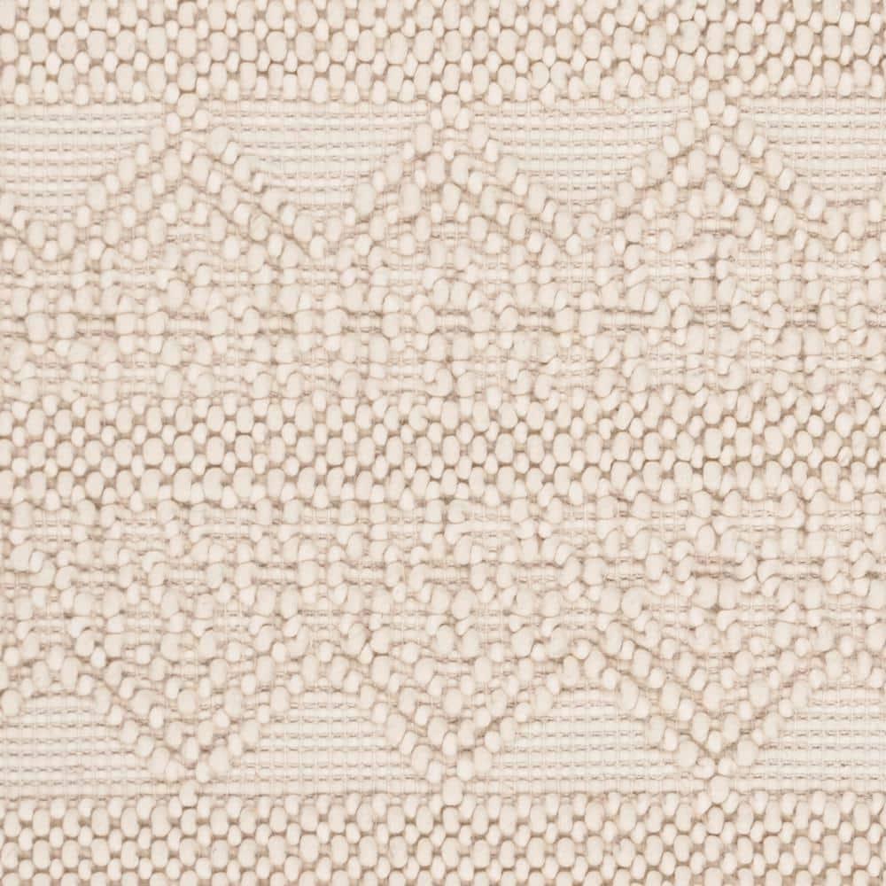 Natura Hand Woven Wool/Cotton Geometric Rug in Ivory
