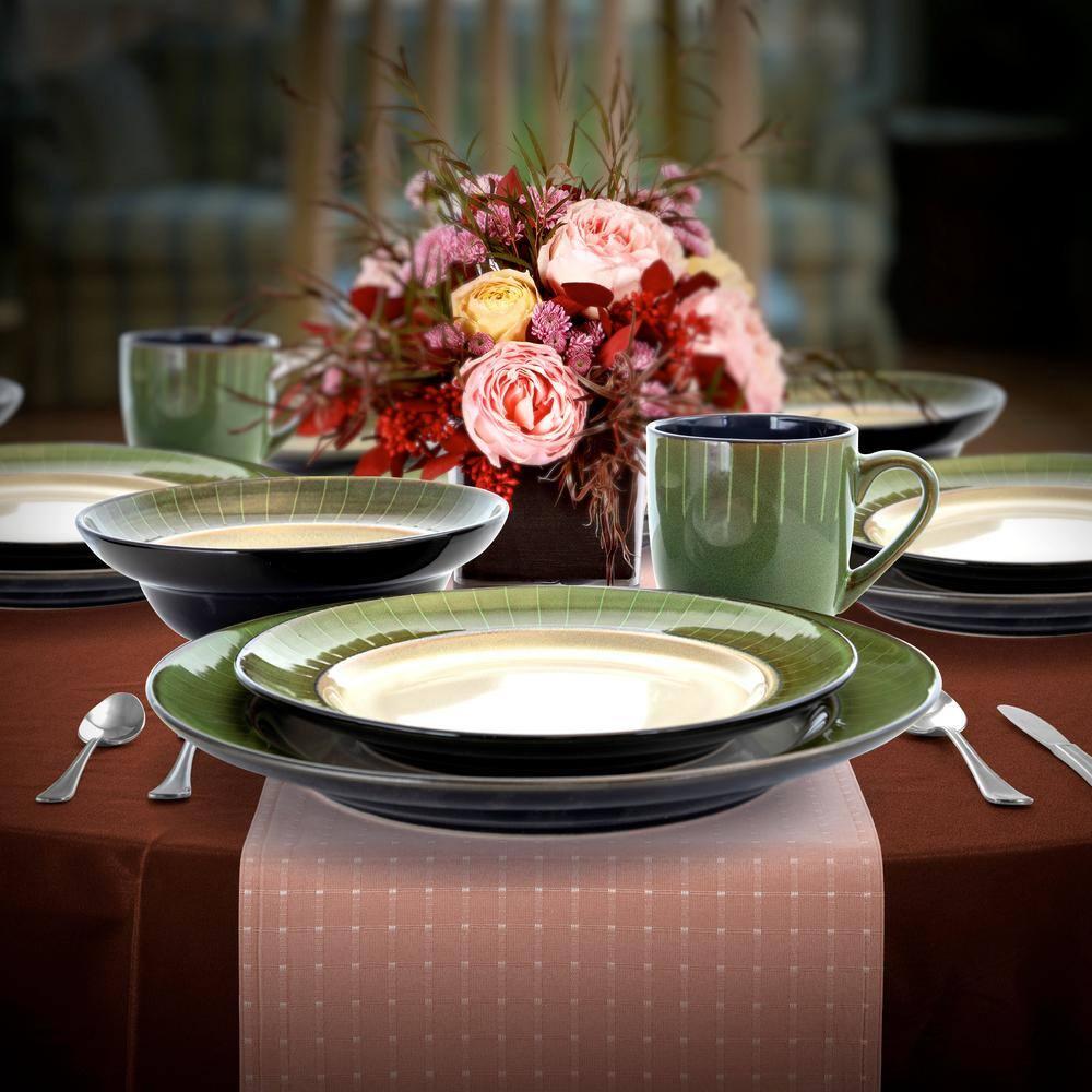 Grand Jade Luxurious Stoneware Dinnerware with Complete Setting for 4 - 16 Piece
