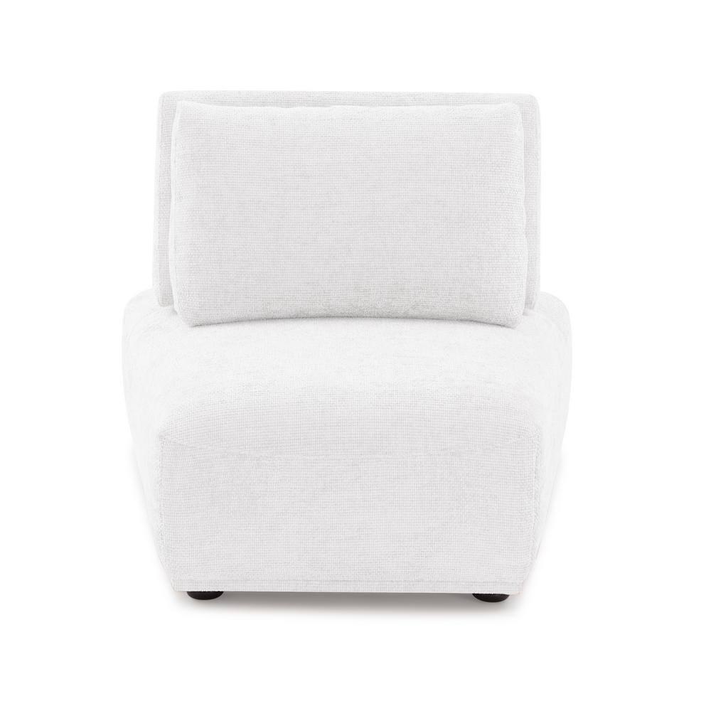 HOMES: Inside + Out Povoa Modern Modular Trapezoidal Armless Chair Chenille with Extendable Backrest White