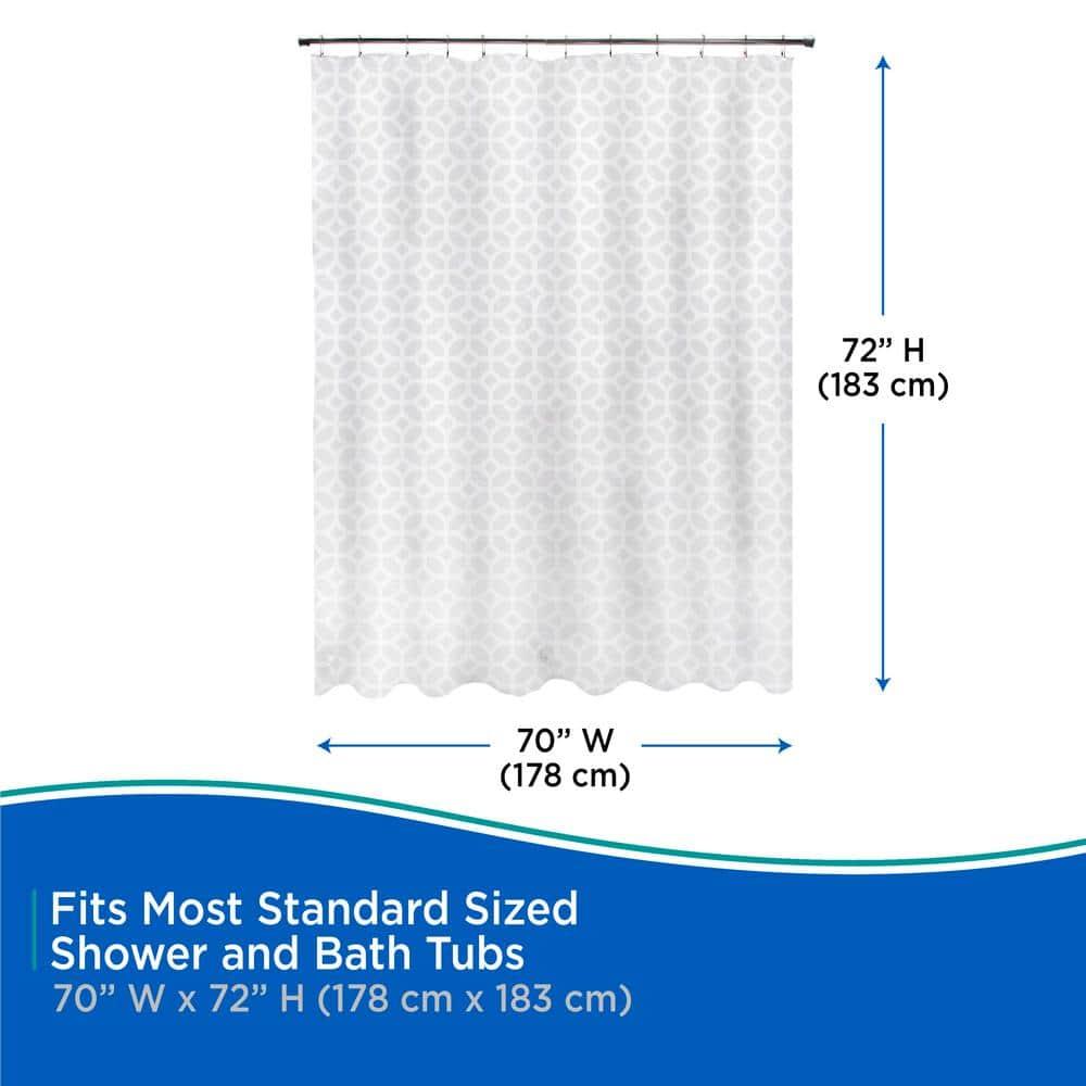 Kenney Medium Weight Decorative PEVA Shower Curtain Liner, 70" W x 72" H, Geometric Frost