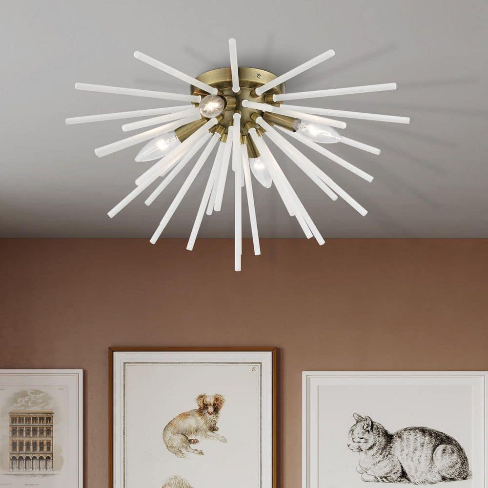 Livex Lighting Uptown 8 - Light Chandelier in  Antique Brass