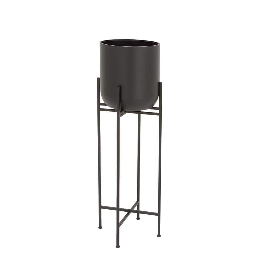 Olivia & May Modern With Stand Iron Planter Pots Black