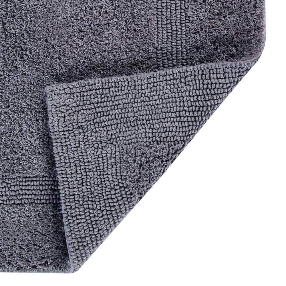 Better Trends Lux 100% Cotton Tufted Solid Reversible Bath Rug 20" x 20" Contour - Gray