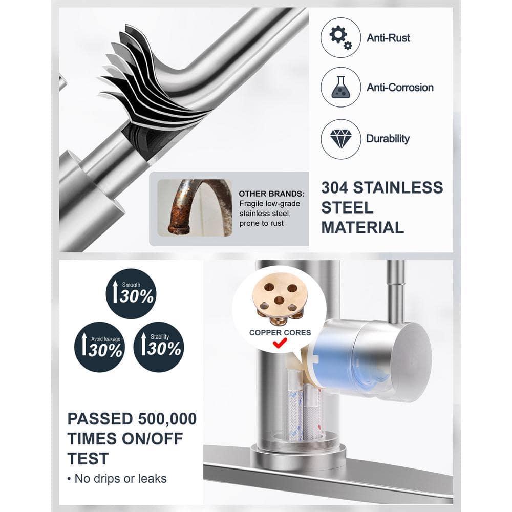 ARCORA Automatic Smart Mobile Motion Sensor Kitchen Sink Faucet with 3 Modes Pull-Down Sprayer AR7100301-MS