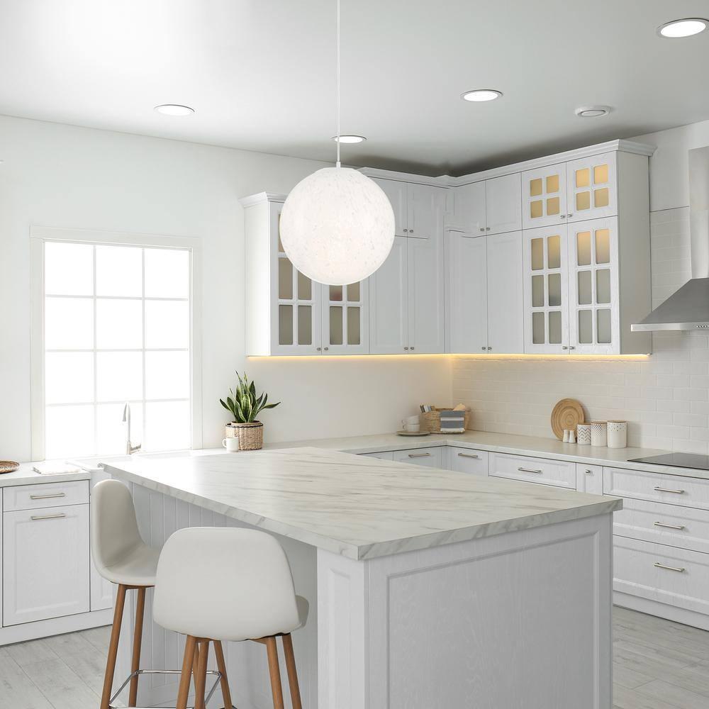 Matte White Globe Pendant Light with Frosted Glass Shade
