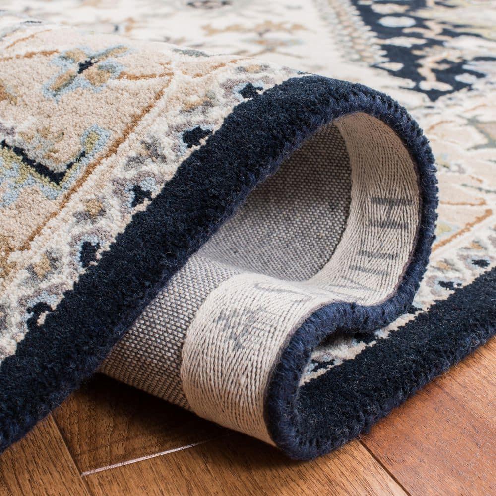 SAFAVIEH Heritage York Oriental Wool Area Rug, Beige/Navy, 8' x 8' Square