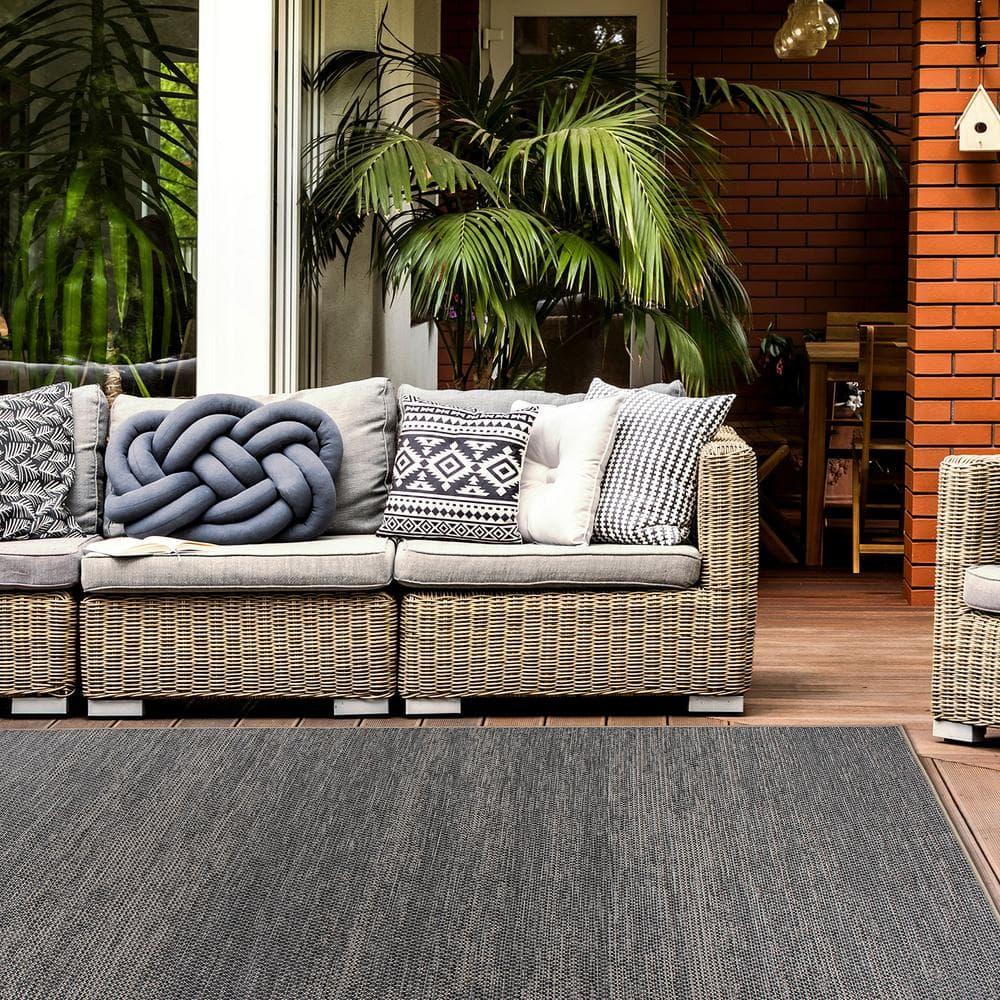 World Rug Gallery Contemporary Abstract Indoor/Outdoor Area Rug - Gray 5' x 7'