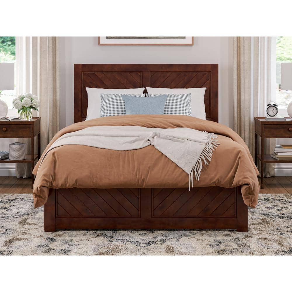 AFI Canyon Walnut Solid Wood Platform Bed with Matching Footboard & Twin Trundle, Full
