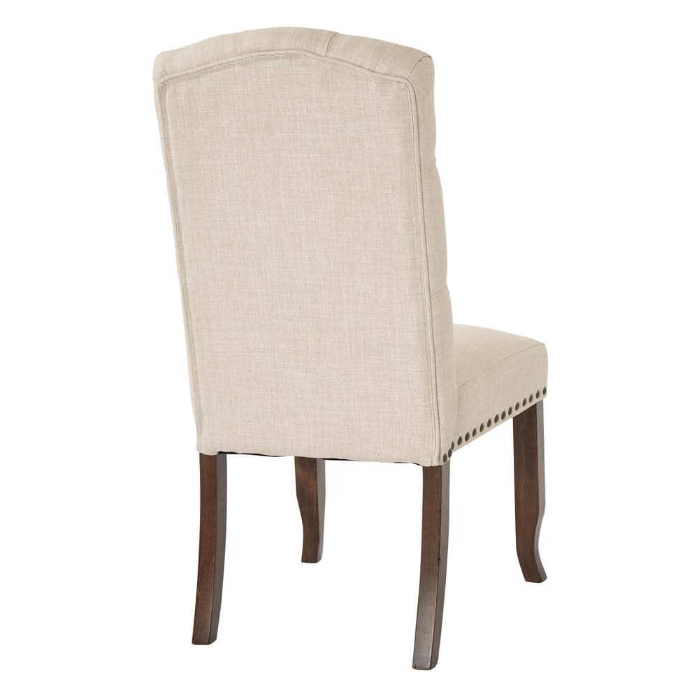 OSP Home Furnishings Jessica Tufted Dining Chair in Linen Cream Fabric