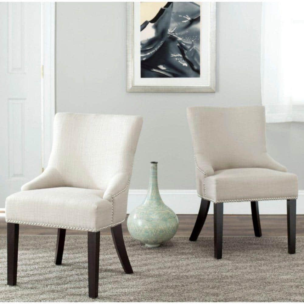 SAFAVIEH Lotus 19''H KD Side Chair Set of 2 Silver Nail Head Antique Gold
